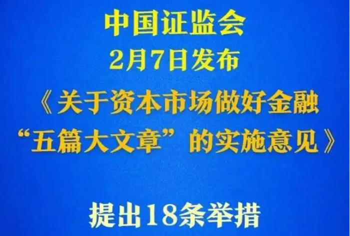 中国证监会发布《关于资本市场做好金融“五篇大文章”的实施意见》